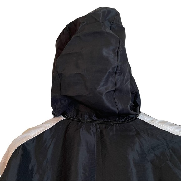 adidas Black and White 3 Stripes Windbreaker Track Jacket with Hidden Hood. S - Picture 2 of 11